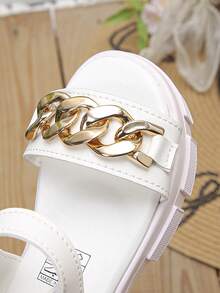 1 Pair Fashionable And Beautiful Girls Single Strap Anti-Slip Thick Soled Sandals, Stylish And Atmospheric, Suitable For Summer Outdoor Wear