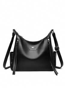 女士复古斜挎包 PU 皮革多功能手提包 可拆卸肩带 休闲托特包 女士日常约会 - 黑色 - 查看 4