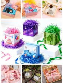 1包，150克拉菲草礼盒填充物，创意填充草，适用于生日、婚礼和伴娘礼物，皱纹纸屑，工艺碎屑拉菲草纸填充物，复活节礼物，生日派对装饰