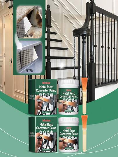 Metal Anti-Rust Conversion Paint, Iron Door Railing Decoration, Metal Renovation Coating Primer Conversion Agent, Anti-Rust Conversion Paint And Metal Primer, Black Metal Paint, Rust Color-Changing Paint, Water-Based Anti-Rust Modifier, Heat Ultraviolet Anti-Rust Coating, Suitable For Automobiles, Rust Conversion Paint, Rust Metal Primer, Metal Anti-Rust Paint, - Weather-Resistant, Water-Based, Long-Lasting Anti-Rust Protection