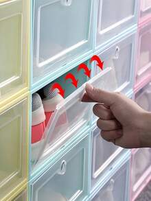 1个透明鞋盒，防潮防尘收纳盒，日式塑料可叠放抽屉式鞋盒，整齐保护鞋子，防止变形，清晰可见方便挑选，紧凑可叠放设计便于衣柜整理，轻便耐用，透气盖，适合存放靴子和运动鞋，节省空间的家居收纳好帮手，精美包装，是馈赠佳品。 - 彩色 - 查看 4