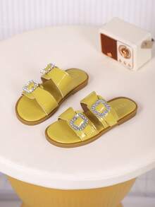 一双女童凉鞋，新款蝴蝶结公主鞋，松紧带设计，软底休闲女童沙滩鞋，适合夏季穿着。 - 黃色 - 查看 7