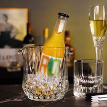 1pc Elegant Transparent Ice Bucket With Handle - Fashionable Portable Beverage Cooler, Suitable For Parties And Events - Transparent - View 6