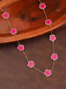 1 buah Kalung Liontin Daun Semanggi Gaya Istana Mewah, Desain Korea/Jepang - Banyak warna 5 - View 4