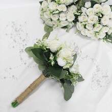 Bó hoa giả màu trắng ngà, bó hoa cho phù dâu, lễ cưới, tiệc tùng, kỷ niệm, trang trí bàn ăn. - Nhiều màu - Xem 5