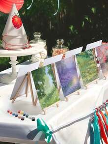 25pcs Mini Canvas Painting Set With Easel, Brushes And Palette - Complete Artist Kit, Includes 5 Wooden Easels And 5 Panels (4x4 Inches), 10 Nylon Hair Brushes, 5 Palettes - Great For Beginners - Multicolor - View 6