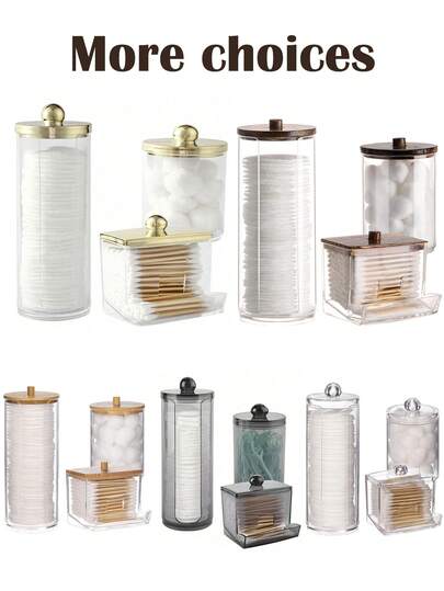 Contenedor de almacenamiento de hisopos cubiertos, dispensador de hisopos de baño, contenedor de medicamentos, contenedor esférico de plástico transparente para almohadillas, adecuado para hisopos, almohadillas de maquillaje, cosméticos, etc.