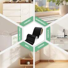 1 rollo de papel tapiz autoadhesivo con textura de grano de madera negro para decoración de habitaciones, cenefa autoadhesiva, papel de contacto removible y resistente al agua, pegatina para marco de espejo para decoración de baño