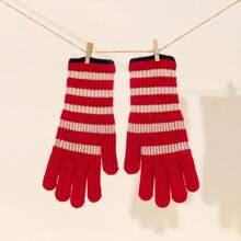 1 Pair Striped Extended Length Fingerless Gloves For Women - Winter Warm Cold-Proof INS Style Gloves - Multicolor - View 4