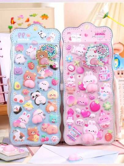 1 Piece Pink Rabbit Sticker, 3D Foam Sticker, Rabbit Bear Bubble Sticker, Cute Sticker For Phone Decoration, Notebook, DIY Decoration,Suitable For Phone Cases, Scrapbooks, Crafts, Diary Decorations, 3D Embossed Stickers, Cute Stickers, Water Bottle Stickers, Arts And Crafts, School Supplies, Back-To-School Season, Cute Reward Stickers, Fun Stickers, Book Decorations, Adult Stickers, And Water Bottle Stickers.