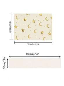 1pc/Set Linen Placemat With Star & Moon Design, Black & White, Seasonal Kitchen Dining Table Decor, Home Decor, Suitable For Party, Gathering, Family Meal - Multicolor - View 9