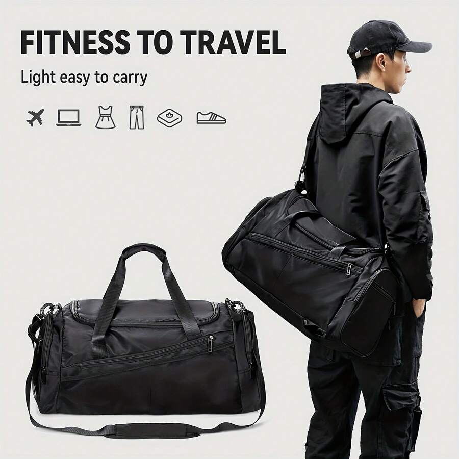 40L Capacity Handbag, Shoulder Bag, Backpack, Unisex Large Gym Bag, Short Trip Luggage Bag With Wet & Dry Separation - Multicolor - View 1