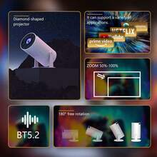 XBJ Proyector Inteligente 4K HD, Sistema Android 11, Proyector Doméstico Enchufe Europeo, 390ANS1 HY320, Conexión Wifi Inalámbrica a Teléfono Móvil y Computadora, Proyector Portátil Calidad Cine 1920*1080P, Resto Oficina Comercial