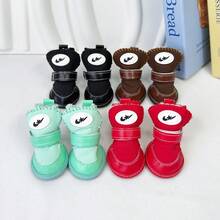 4pcs/Set Thick Warm Dog Boots With Soft Soles, Adjustable Hook And Loop, Suitable For Indoor/Outdoor Wear In Autumn/Winter For Small Dog Breeds Like Poodle, Bichon Frise, Pomeranian, Shih Tzu, Chihuahua - Multicolor - View 12