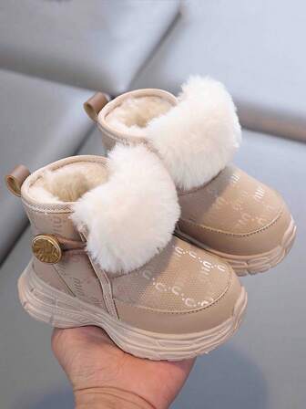 Botas de nieve para niños de 3 a 6 años para uso en exteriores en invierno, suela y parte superior de goma color caqui, media caña, antideslizante, forro grueso y térmico, impermeables, botas de senderismo clásicas y de moda para niños y niñas