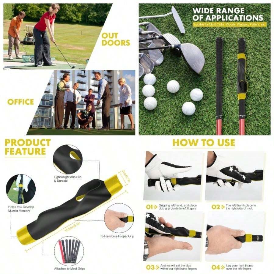 Grip Trainer Practice, Easy To Carry To Practice Area, Swing Trainer Ensure Right Grip Every Time, Grip Training Aid, Improve Your Swing Rhythm, Accessories Gifts - Màu vàng - Xem 1