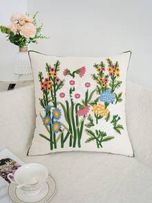 1入精美刺繡花園圖案坐墊套，不含內芯，多種尺寸和形狀適用於大多數房間 - 彩色 - 查看 11
