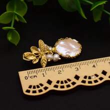 Baroque Natural Pearl Earrings Silver Needle Studs Niche High-End Vintage Long Women's Retro Jewelry - 復古祖母綠珍珠包邊耳環 - 查看 4