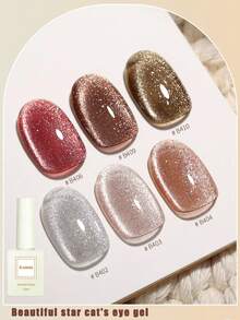 2025新款透明裸色猫眼凝胶指甲油套装 - 内含星光彩色激光玻璃珠和水晶猫眼凝胶，适合美甲新手。快干，适合居家使用，是女性购物、约会、通勤或DIY沙龙造型的理想之选。可搭配LED灯和UV底油/封层使用，打造完美效果。 - 彩色 - 查看 27