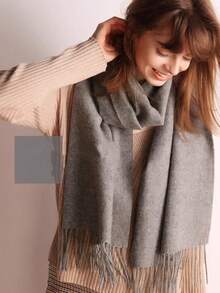 Thick Long Shawl/Blanket, 280g - Cinza-escuro - View 2