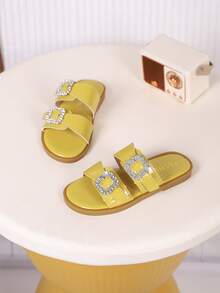 一双女童凉鞋，新款蝴蝶结公主鞋，松紧带设计，软底休闲女童沙滩鞋，适合夏季穿着。 - 黃色 - 查看 4
