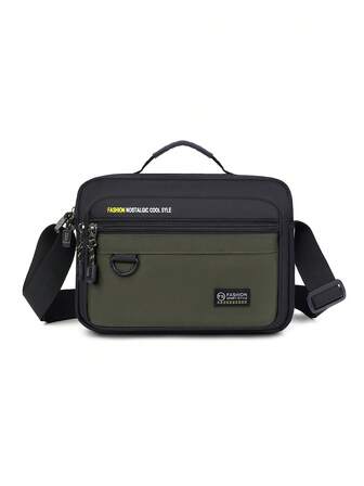 Herrryggsäck för fritidsbruk, ny mode, axelväska, enfärgat nylontyg, dragkedja, snygg axelväska för festivalen