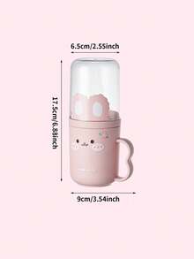 一套可爱兔子造型旅行牙刷架和漱口杯套装 - 便携式塑料牙膏杯、浴室漱口杯，节省空间的个人卫生解决方案，适合商务旅行和度假 - 彩色 - 查看 6