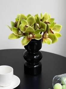 6pcs/Lot Silk-Like Texture Orchid Artificial Flowers, Living Room Tabletop Decor, Home Decoration, Wedding Craft Supplies - Multicolor - View 1