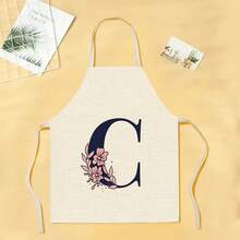 1pc Letter Pattern Apron, Creative And Interesting Fashionable Printed House Cleaning Apron, Waterproof Oil And Easy-To-Clean Kitchen Cooking Apron, Creative Home Apron, Work Clothes - Multicolor - View 8