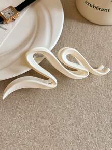 4个/1个装 女士5英寸/12.7厘米波浪棕色、黑色、白色、卡其色大号哑光简约塑料发爪夹，优雅百搭的日常、海滩、沐浴、化妆、搭配服装的冬季发夹 女士发饰 - 彩色 - 查看 11