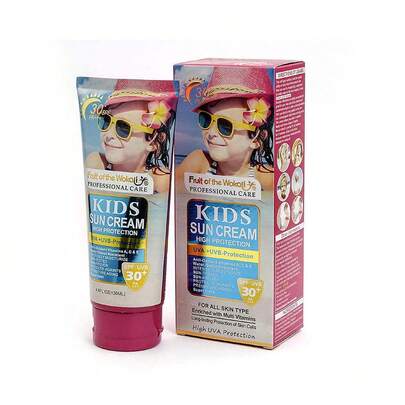 Protector Solar Infantil SPF 30+ Fruit of the Wokali Professional Care Kids Sun Cream - Crema Solar para Niños con Alta Protección UVA/UVB, Resistente al Agua y al Sudor, con Vitaminas A, C y E, Extracto de Semilla de Girasol y Aloe Vera - Fórmula Hipoalergénica, Hidratante y No Grasa para Todo Tipo de Piel - Ideal para Playa, Piscina, Camping y Actividades al Aire Libre - Crema Suave que Protege, Nutre y Mantiene la Piel Radiante y Saludable - Previene Manchas, Resequedad y Enrojecimiento Solar, Apta para Uso Diario y Pieles Sensibles - Protección Duradera contra los Rayos del Sol para Disfrutar Cada Momento Bajo el Sol