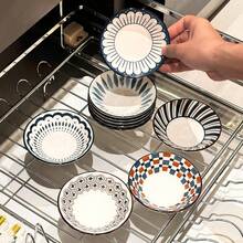 4/8/10件套日式复古陶瓷蘸酱碟，开胃菜盘，酱油碟，适用于餐桌，可盛放开胃菜、酱汁、小吃、寿司，是乔迁新居、圣诞节的理想礼物，可用洗碗机和微波炉加热。 - 彩色 - 查看 4