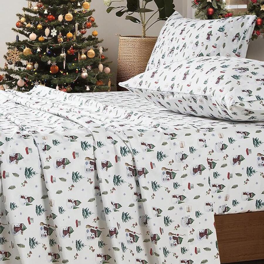 Black Sheets, Deep Pocket, 1800 Thread Count, Soft Breathable, Cute Printed Boho Farmhouse Bed Sheets, Up To 18 Inch - Forest Green - View 1