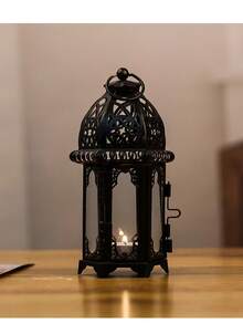 1pc Middle Eastern Ramadan Daily Moroccan Glass Candle Holder, Metal Lantern Fragrance Candle Cup, Iron Art Decor, May Have Scratches Or Chipped Paint During Shipping, Which Is Normal - Multicolor - View 12