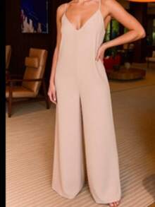 Long Wide-Leg Jumpsuit - 米色 - 查看 5