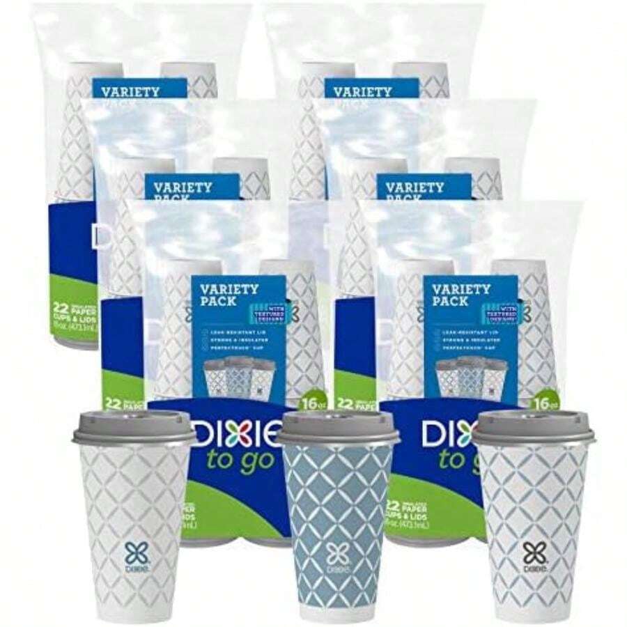 To Go tazas de bebidas calientes, 12 onzas, 132 unidades, diseños surtidos, tazas de café de papel desechables, tazas(132 Count (Pack of 1)) - Multicolor - Ver 1