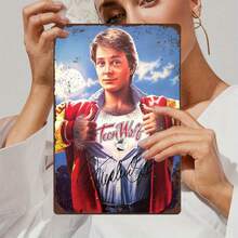 2D Flat, 1pc Teen Wolf Movie Poster - Michael J. Fox Signed Vintage Metal Poster - Retro 80s TV Show Decor - Official Autograph - For Home, Office, Bar, Party - BirthdayChristmasHalloween Gift For Fans - No Electricity Neede - 白色 - 查看 10