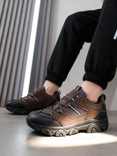 Retro Brown Outdoor Sneakers Men's Casual Non-Slip Comfortable Hiking Shoes