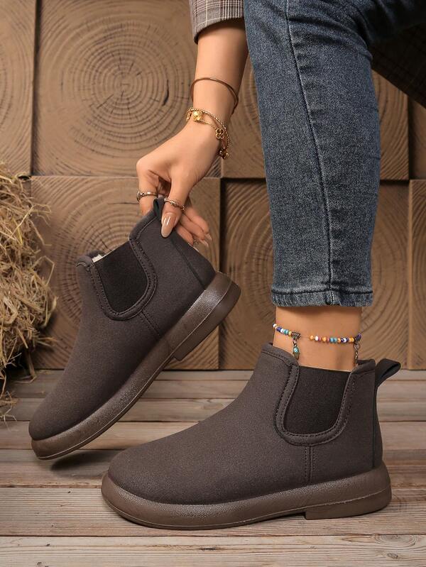 Damskie zimowe buty z podszewką z polaru, ciepłe i wygodne buty dla mam, płaskie, uniwersalne botki, antypoślizgowe śniegowce