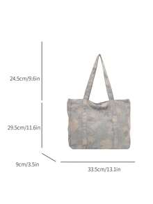 Nueva bolsa de tote de gran capacidad con estampado floral casual, adecuada para uso diario, trabajo, ocio, citas, regalo, mochila de estudiante universitaria de mujer