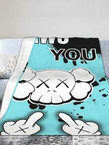 Kawss Kawaii Kaw Blanket The Ultimate Anime Fan Gift - Luxuriously Soft Flannel Blanket, Cartoon Printed Throw For Home, Camping, Travel, Perfect For Christmas & Birthdays - Black - View 1