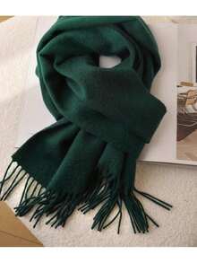 Thick Long Shawl/Blanket, 280g - Dark Green - View 2