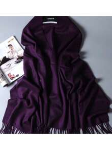 Thick Long Shawl/Blanket, 280g - Purple - View 4