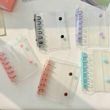 A7彩色透明便携式活页夹双按扣设计更美观交易卡活页夹透明贴纸簿封口簿贴纸簿照片收纳袋可当相册省钱计划手册笔记本贴纸簿办公文具用品 - 彩色 - 查看 4