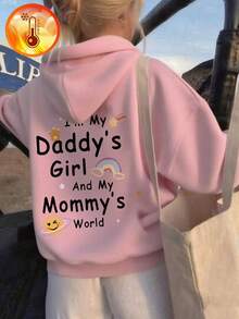 一件少女休闲印花套头卫衣，保暖内衬，长袖，秋冬季学生青少年服装 - 趣味多彩的卫衣，激发每个孩子的想象力 - 粉色 - 查看 6
