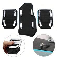 Three Pieces Anti-Slip Car Footrest Pads, Metal Brake Pedal And Accelerator Pedal Covers, Clutch Pedal Cover, Universal Footrest Replacement Kit - A - View 8