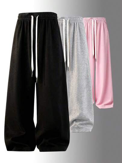 Loose Fit Drawstring Design Casual Wide Leg Pants, Suitable For Outdoor Sports And Daily Wear In Summer & Autumn, Great Gift For Girlfriend Back To School Season