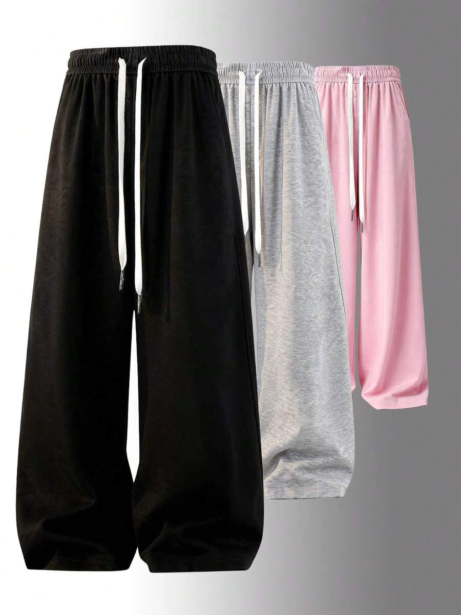 宽松抽绳设计休闲阔腿裤，适合夏季和秋季户外运动和日常穿着，是送给女朋友的返校季好礼物