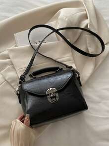 Fashionable Versatile Contrast Color Commuter Vintage Women Handbag - Black - View 12