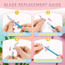 55 PCS Exacto Knife Set 5 Piece Craft Knife And 50 Additional SK5 Blades Hobby Knife For Miniatures Professional Exacto Knife For Crafting Precision Knives For Crafts - 多色紫色綠色紅色藍色金色 - 查看 5